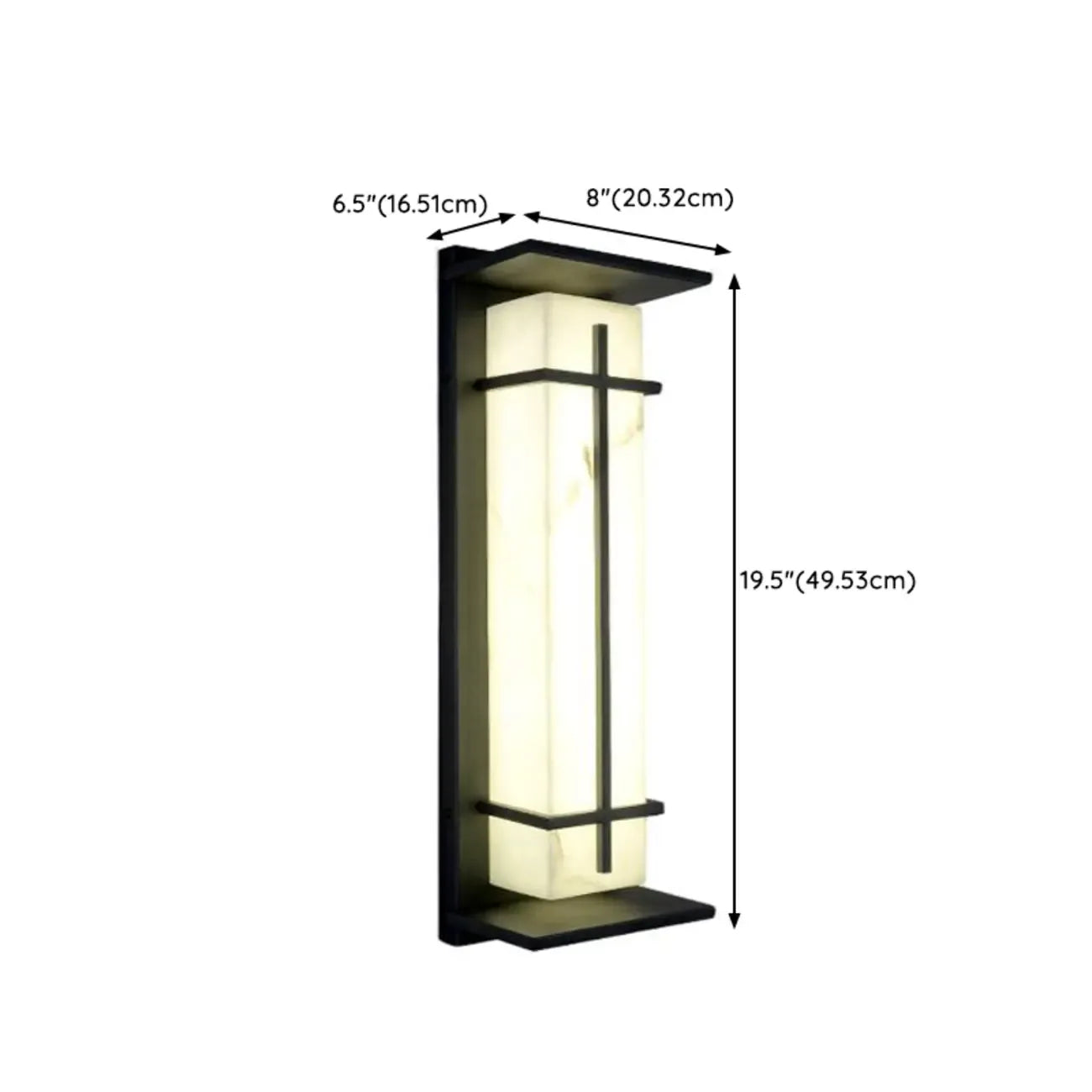 Outdoor Black Cylinder Steel & Stone LED Wall Sconce