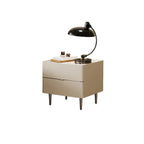 White Stone Top 2-Drawer Wood Square Nightstand