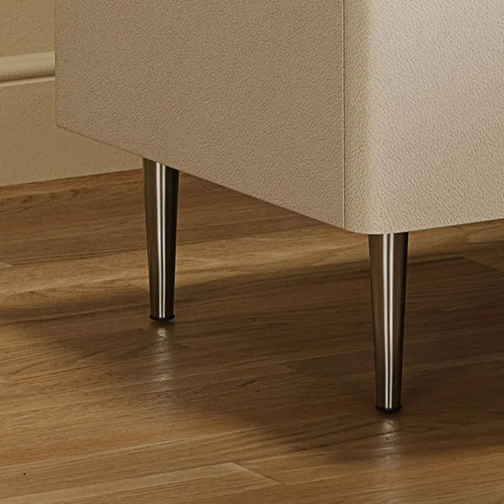White Stone Top 2-Drawer Wood Square Nightstand