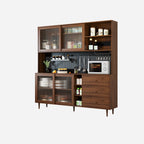 3-Drawer Wooden Fluted Glass Door Kitchen Sideboard