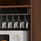 3-Drawer Wooden Fluted Glass Door Kitchen Sideboard