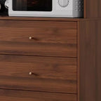 3-Drawer Wooden Fluted Glass Door Kitchen Sideboard