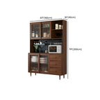 3-Drawer Wooden Fluted Glass Door Kitchen Sideboard