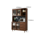 3-Drawer Wooden Fluted Glass Door Kitchen Sideboard