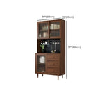 3-Drawer Wooden Fluted Glass Door Kitchen Sideboard