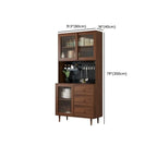 3-Drawer Wooden Fluted Glass Door Kitchen Sideboard
