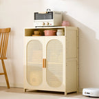 Narrow Rectangular Rattan Bamboo Sideboard with Open Shelf