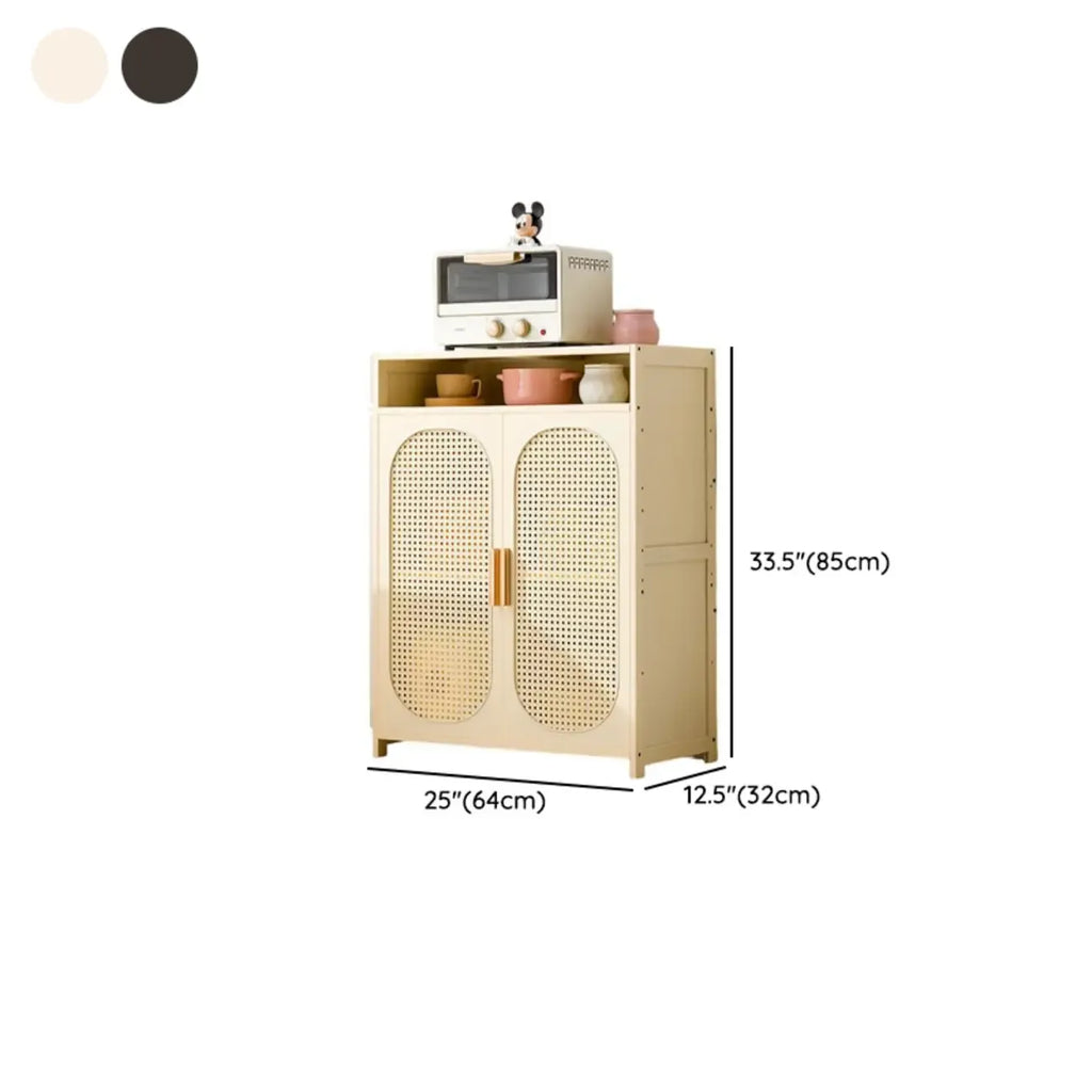 Narrow Rectangular Rattan Bamboo Sideboard with Open Shelf