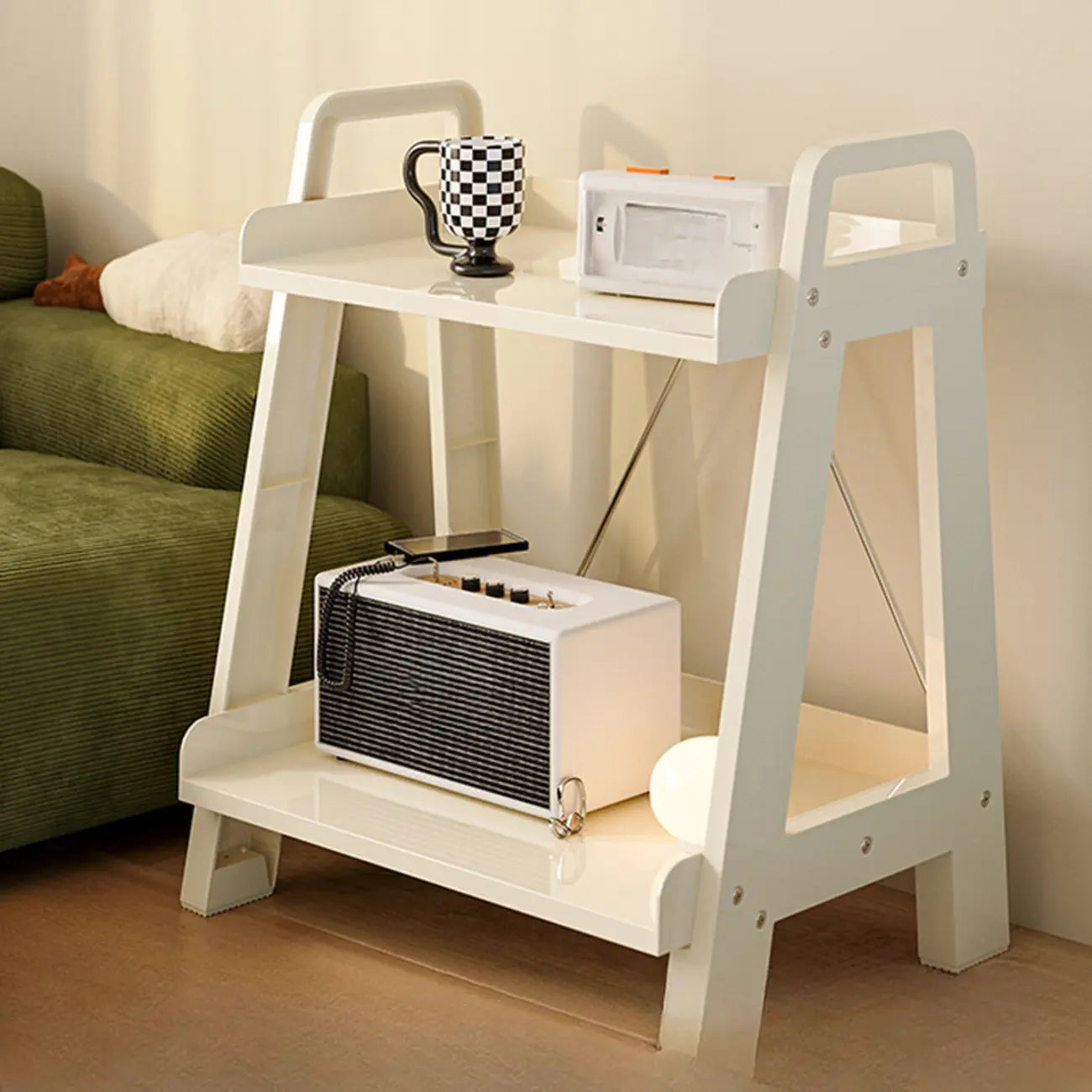 Modern Milky White Four Legs Acrylic Sofa End Table