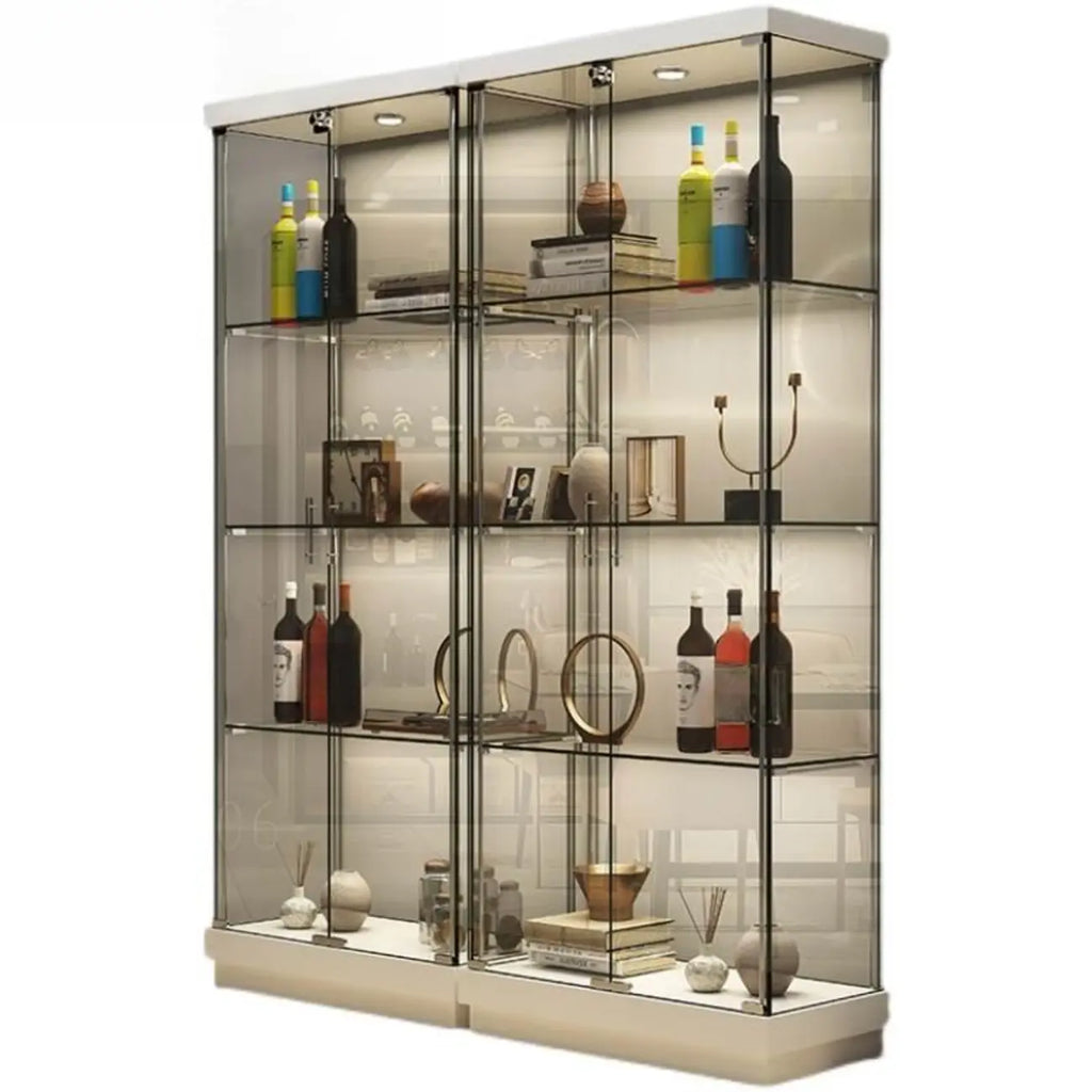Stylish Metal Glass Floor Display Cabinet with LED Lighting