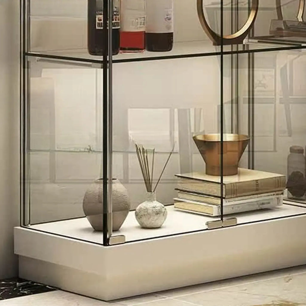 Stylish Metal Glass Floor Display Cabinet with LED Lighting