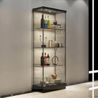 Stylish Metal Glass Floor Display Cabinet with LED Lighting