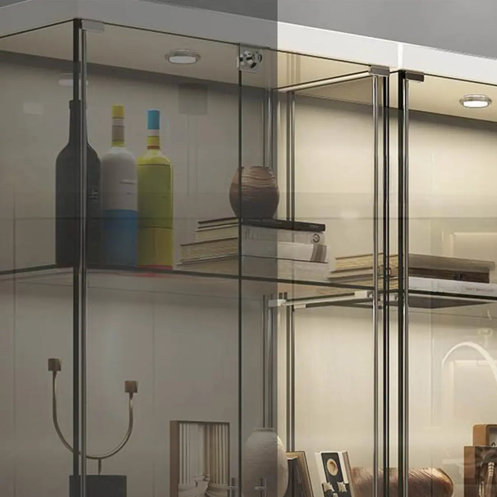 Stylish Metal Glass Floor Display Cabinet with LED Lighting