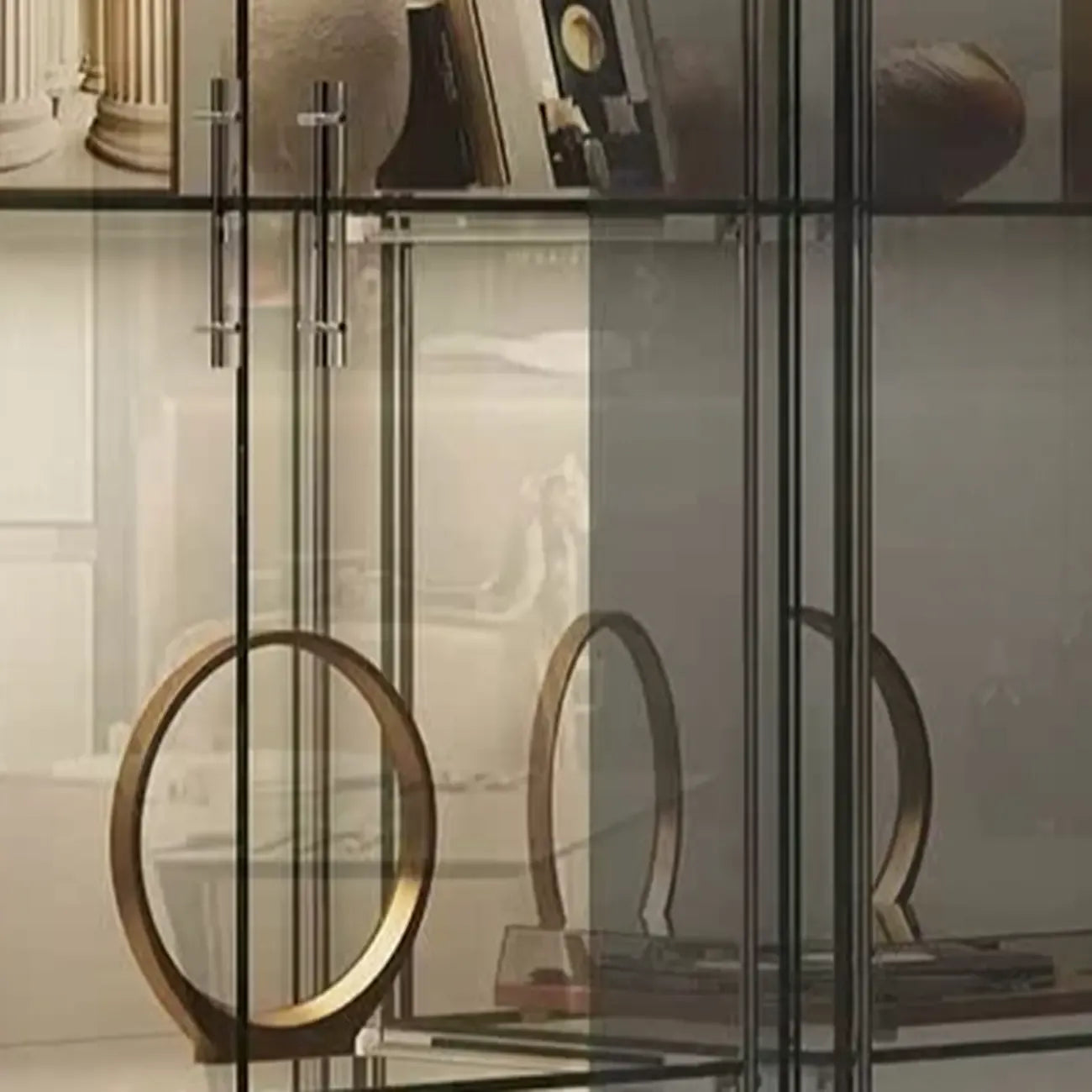 Stylish Metal Glass Floor Display Cabinet with LED Lighting