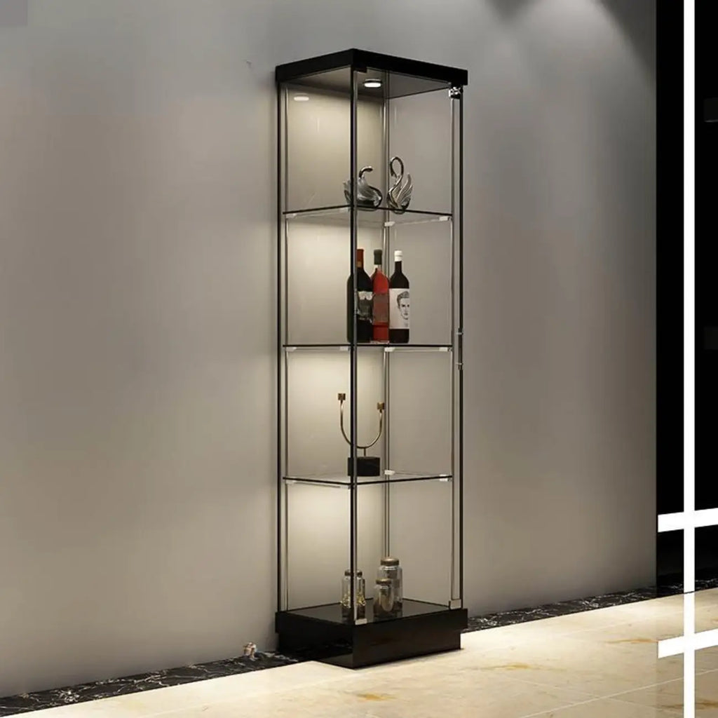 Stylish Metal Glass Floor Display Cabinet with LED Lighting