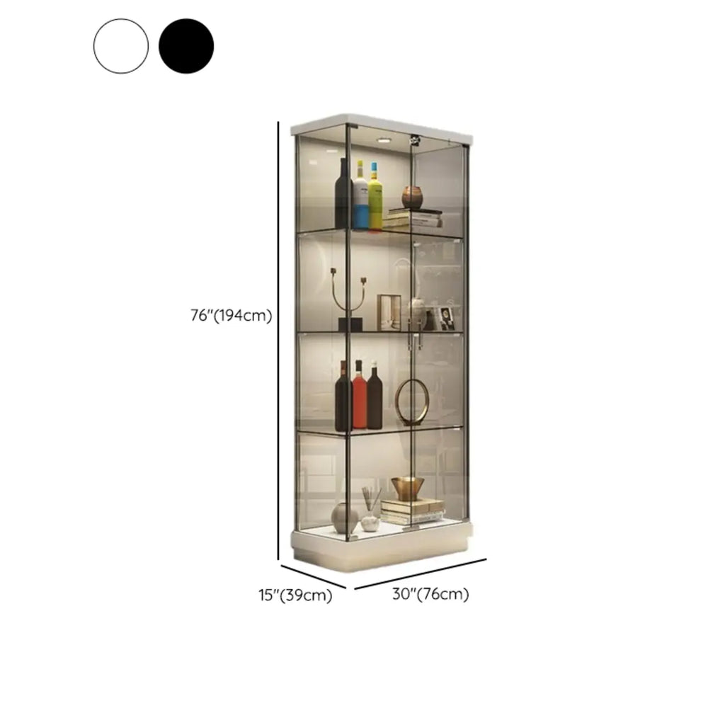 Stylish Metal Glass Floor Display Cabinet with LED Lighting
