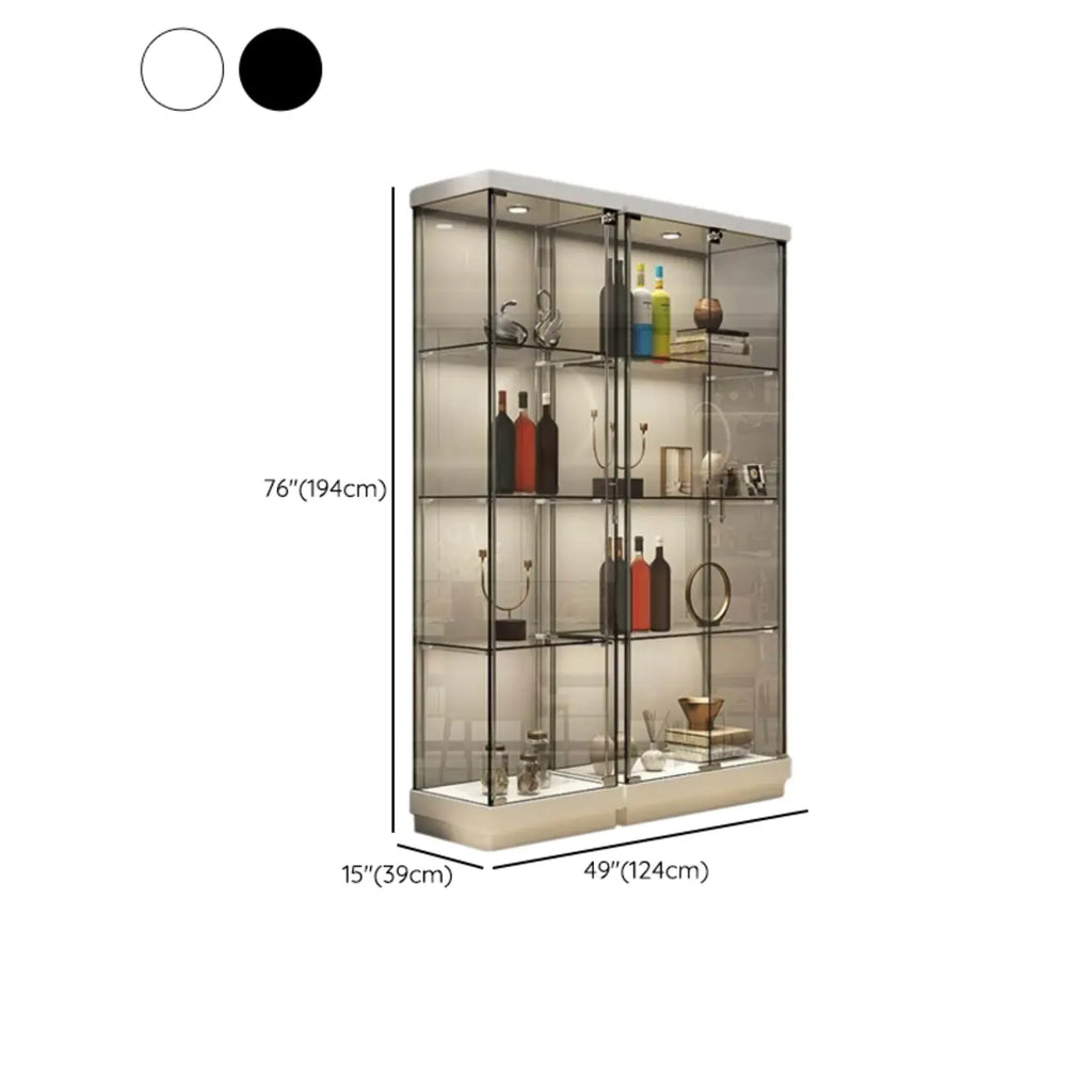 Stylish Metal Glass Floor Display Cabinet with LED Lighting