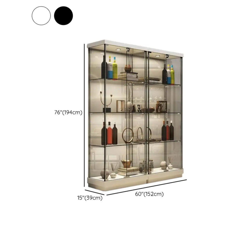 Stylish Metal Glass Floor Display Cabinet with LED Lighting