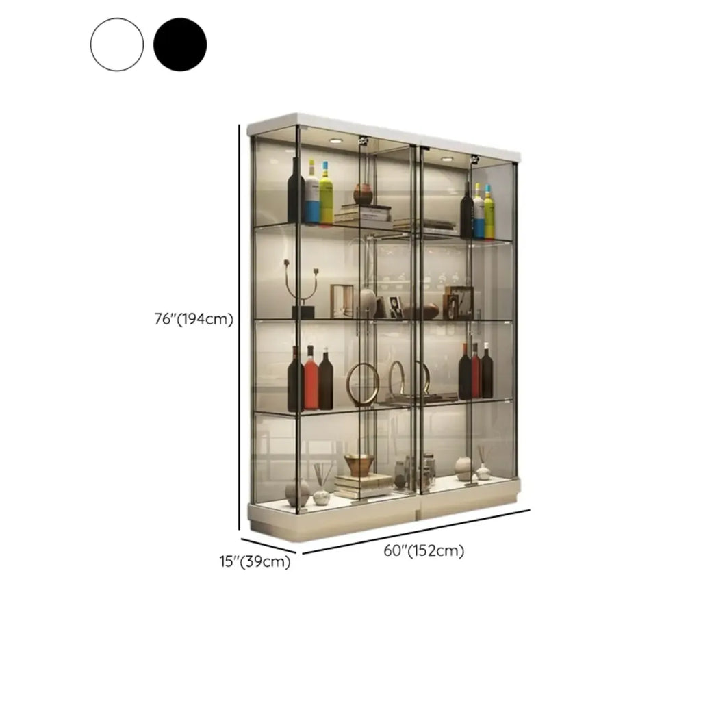 Stylish Metal Glass Floor Display Cabinet with LED Lighting