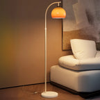 Orange Glass Dome Shade Adjustable Height Mental Floor Lamp