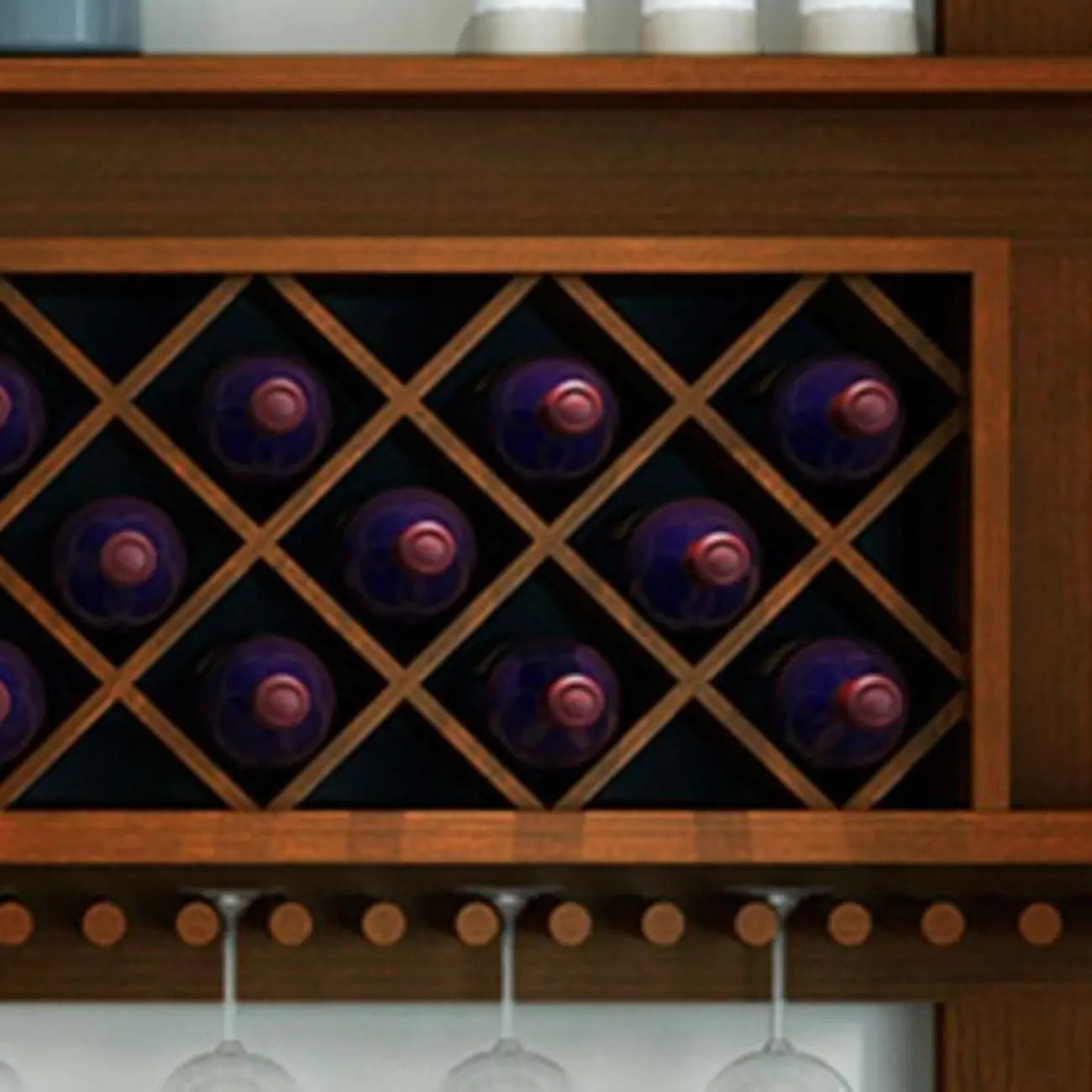 Vintage Hanging Wine Bottle and Glass Rack with Shelf