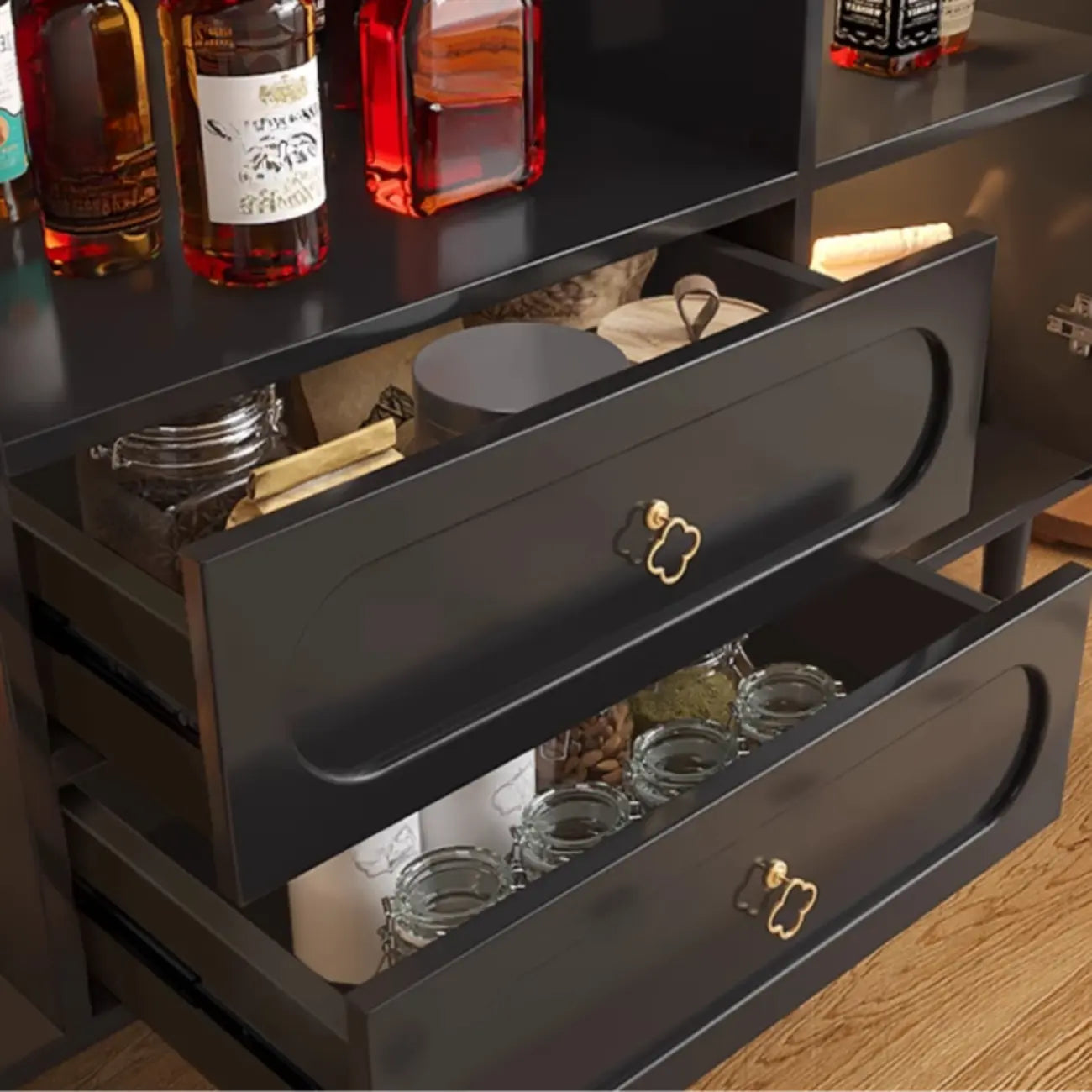 Modern Wooden 2-Drawer Open Shelving Buffet Cabinet