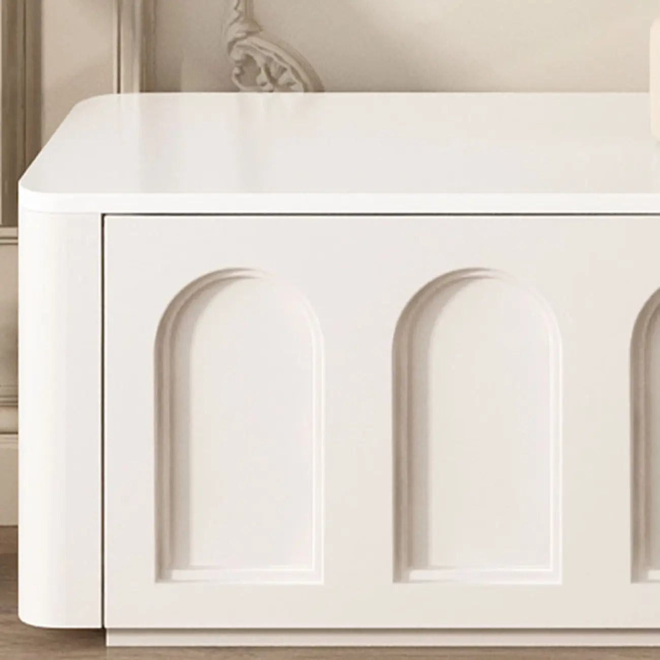White Modern Long Wooden TV Stand with Drawers