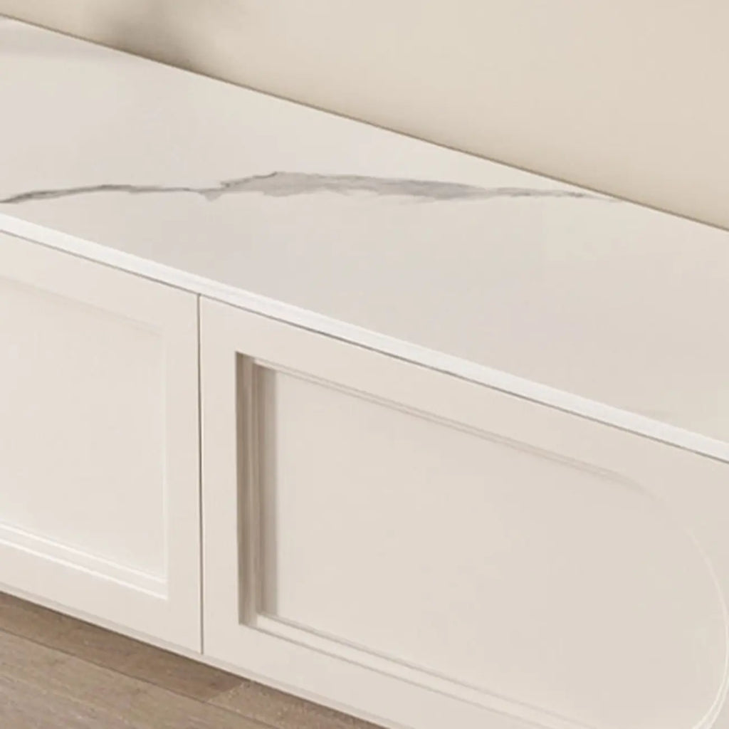 White Modern Long Wooden TV Stand with Drawers