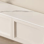 White Modern Long Wooden TV Stand with Drawers