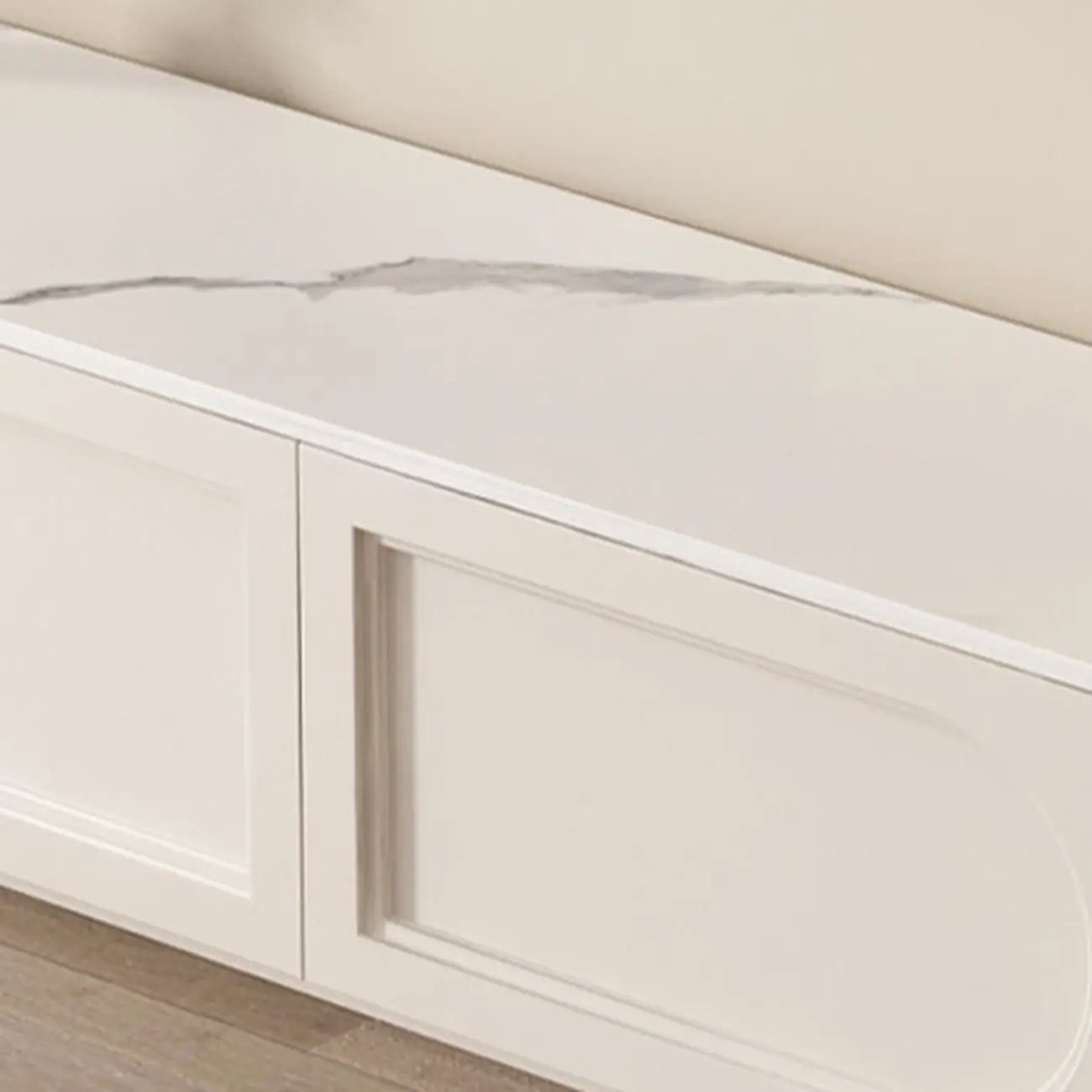 White Modern Long Wooden TV Stand with Drawers