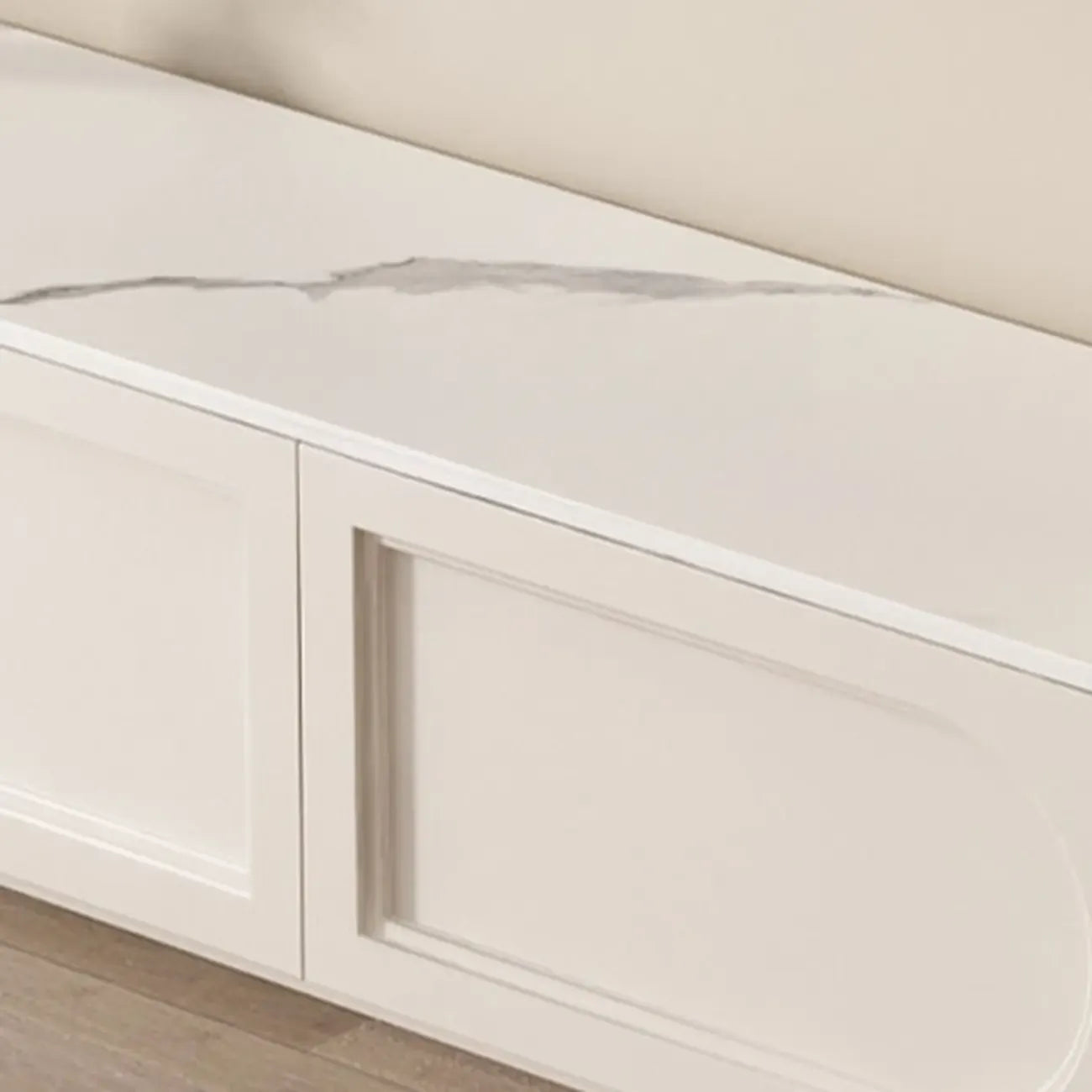 White Modern Long Wooden TV Stand with Drawers