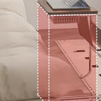 Brown Wood Top C-Shaped Sofa Side Table with Wheels