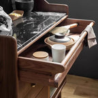 Kitchen Brown Wooden Open Storage Sideboard with Hutch