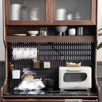 Kitchen Brown Wooden Open Storage Sideboard with Hutch