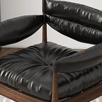 Modern Oiled Leather Mid-Back Accent Armchair