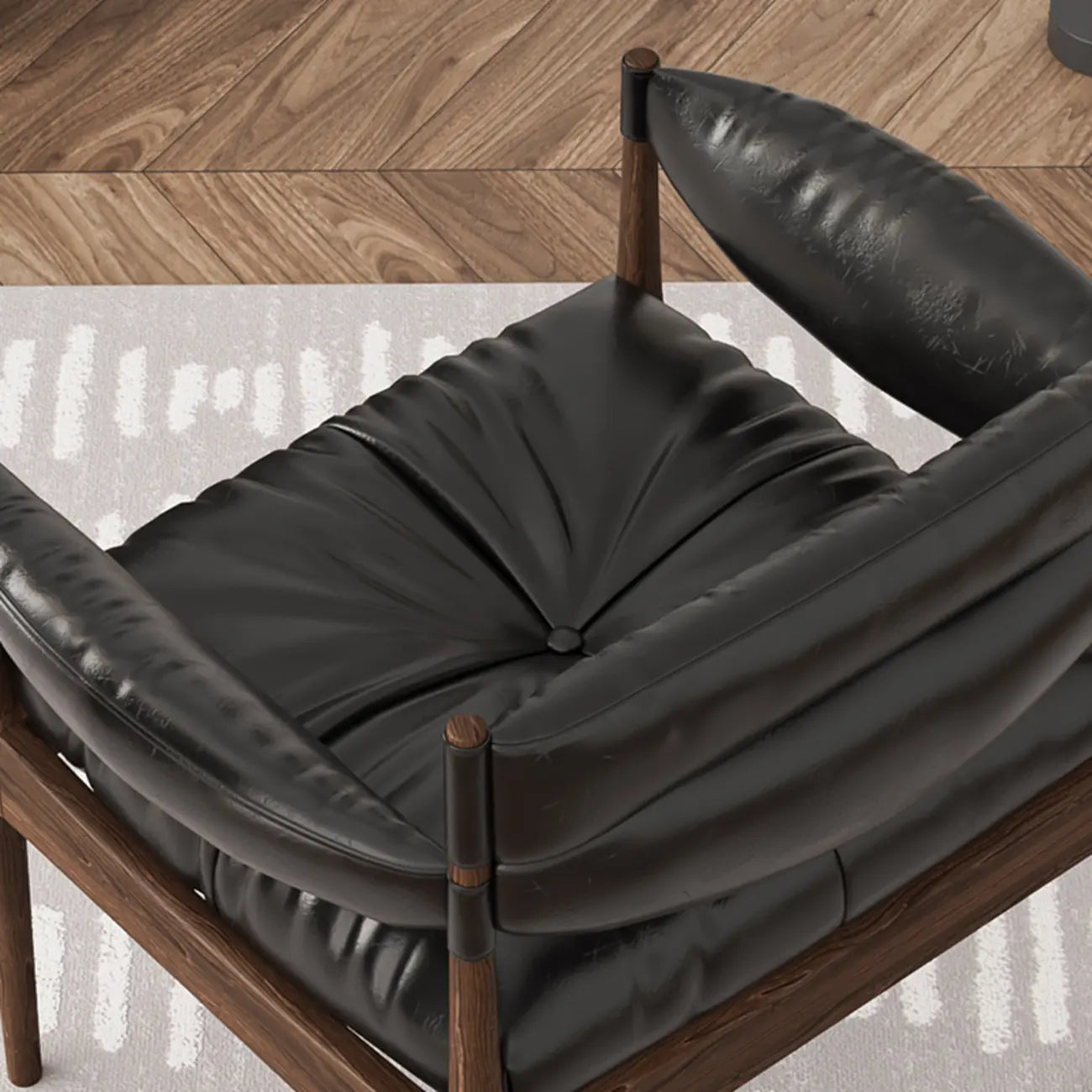 Modern Oiled Leather Mid-Back Accent Armchair