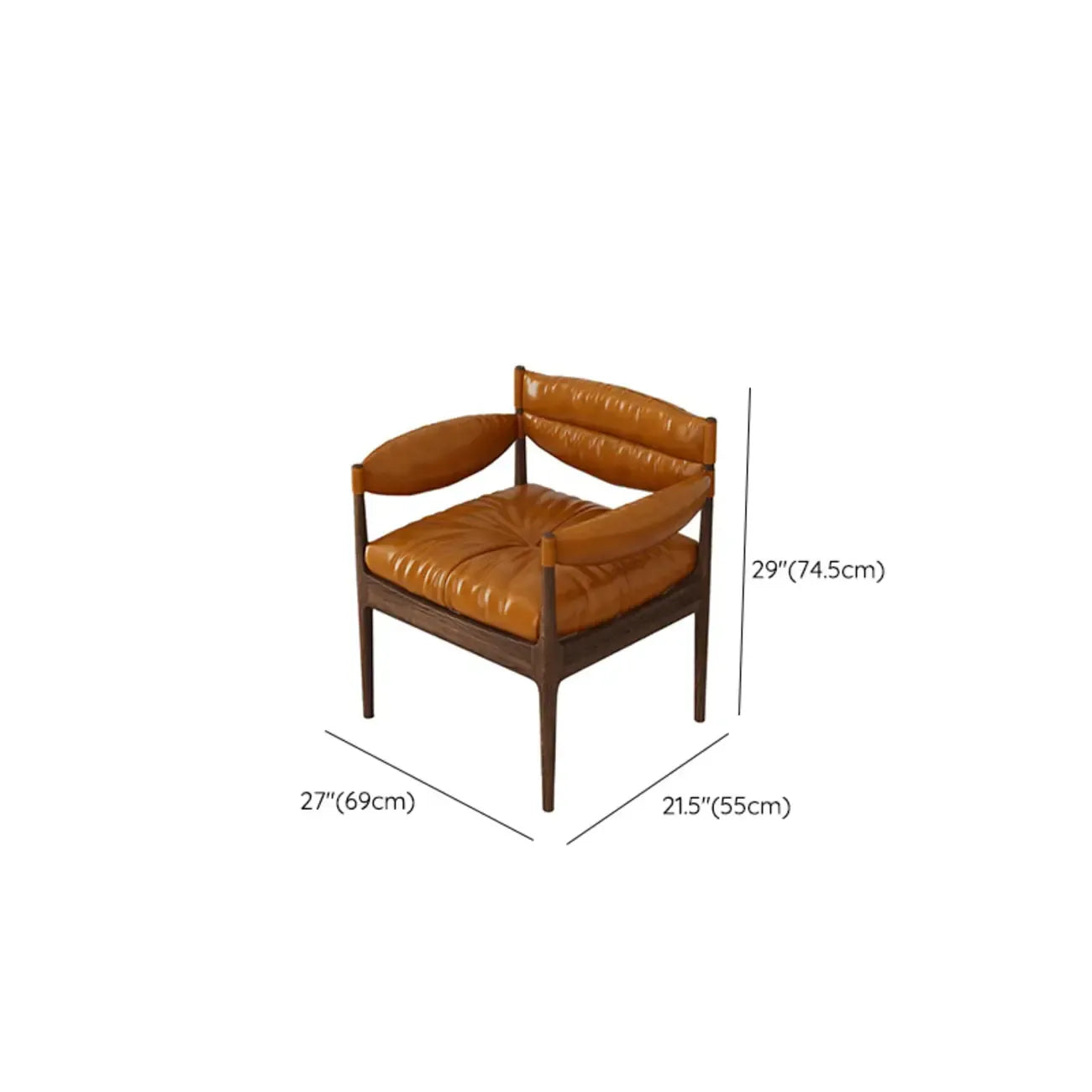 Modern Oiled Leather Mid-Back Accent Armchair