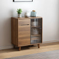 Brown Wooden 3-Drawer Sliding Door Buffet Cabinet