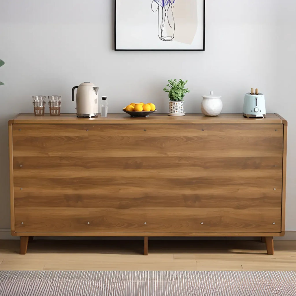 Brown Wooden 3-Drawer Sliding Door Buffet Cabinet