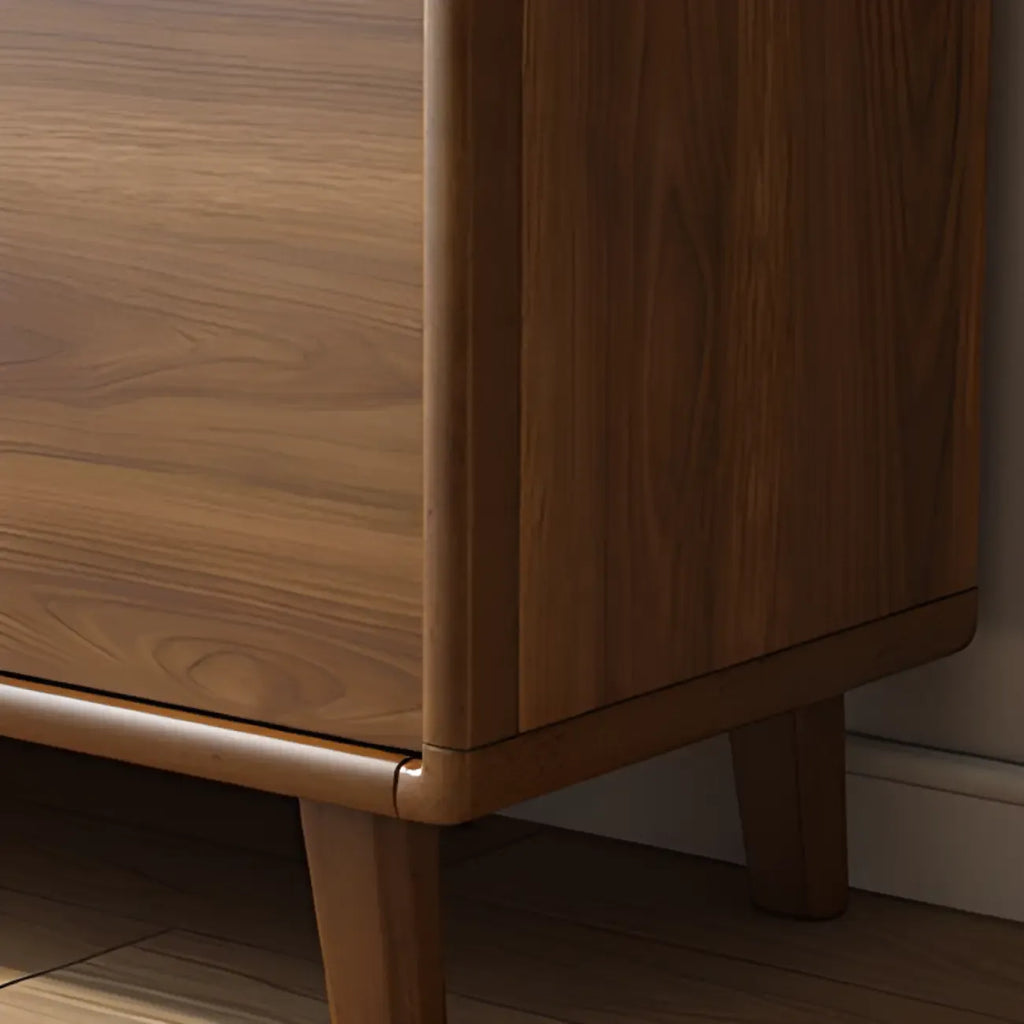 Brown Wooden 3-Drawer Sliding Door Buffet Cabinet