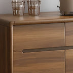 Brown Wooden 3-Drawer Sliding Door Buffet Cabinet