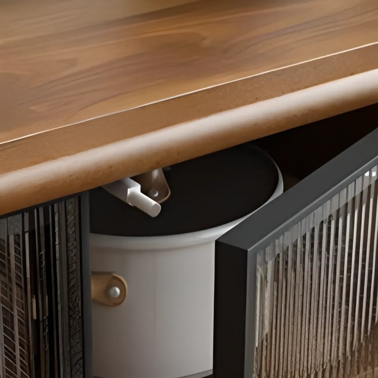 Brown Wooden 3-Drawer Sliding Door Buffet Cabinet