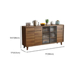 Brown Wooden 3-Drawer Sliding Door Buffet Cabinet