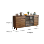 Brown Wooden 3-Drawer Sliding Door Buffet Cabinet