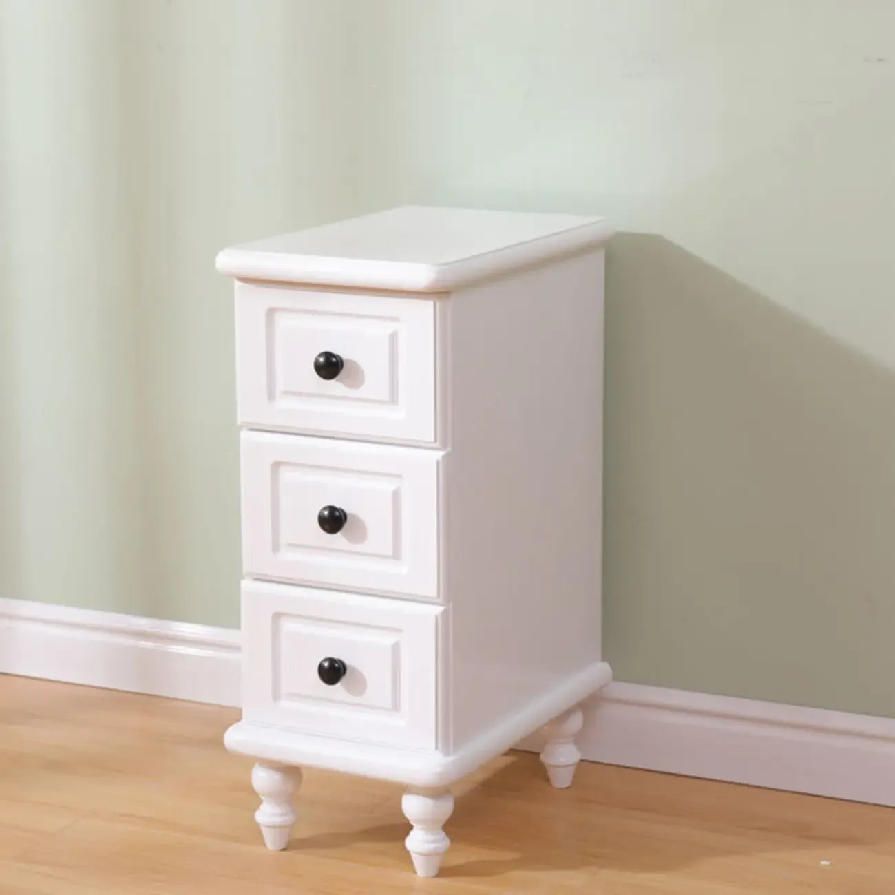 Art Deco Wood Top 3 Drawer Nightstand with Legs