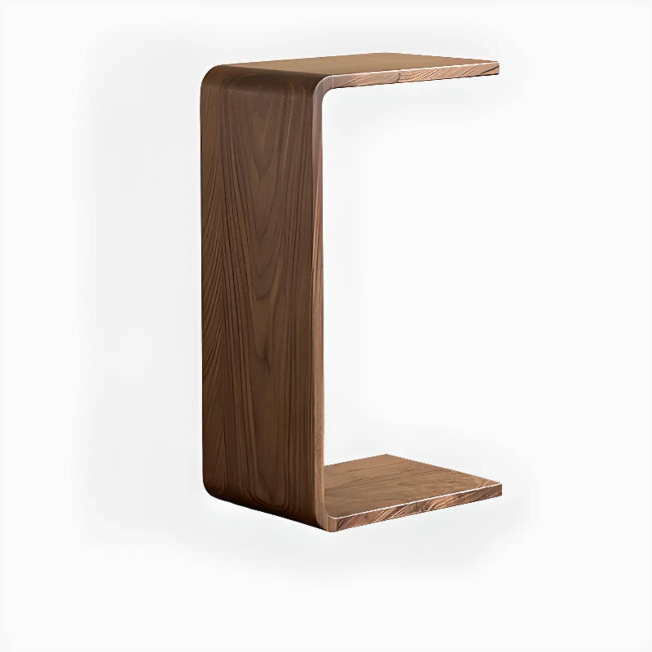 C Shaped Modern Wood Rectangular Side Table For Living Room