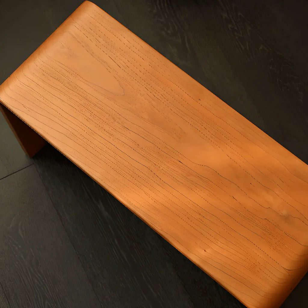 C Shaped Modern Wood Rectangular Side Table For Living Room