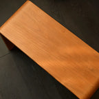 C Shaped Modern Wood Rectangular Side Table For Living Room