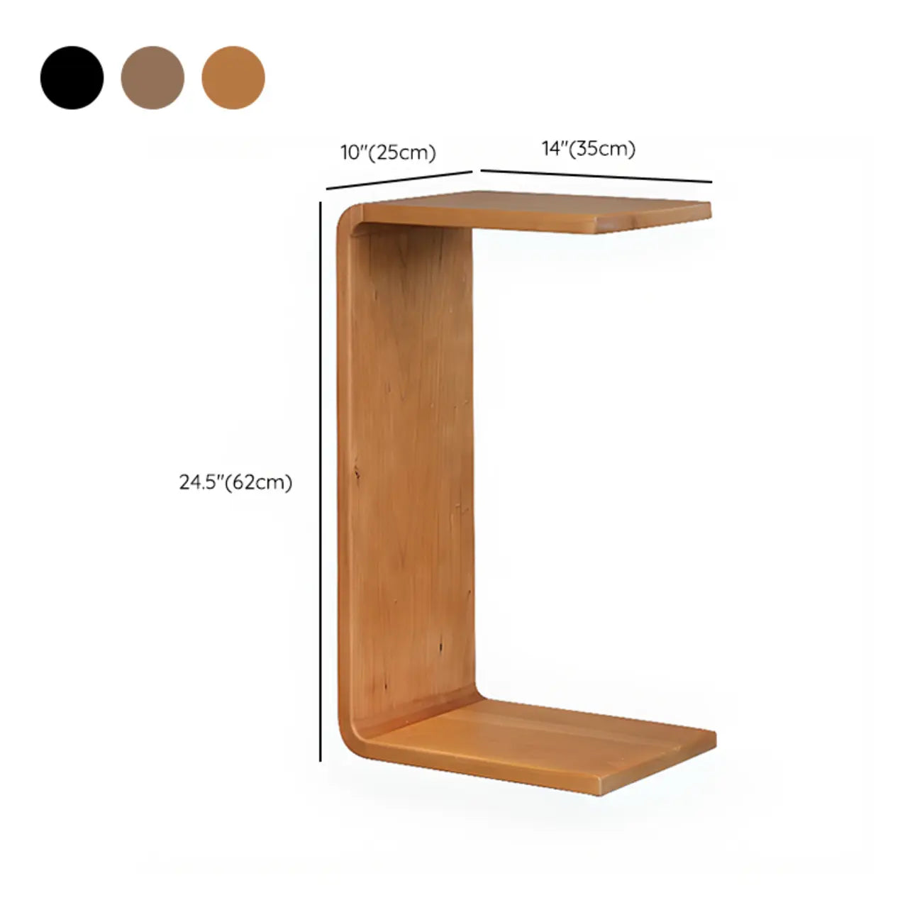 C Shaped Modern Wood Rectangular Side Table For Living Room