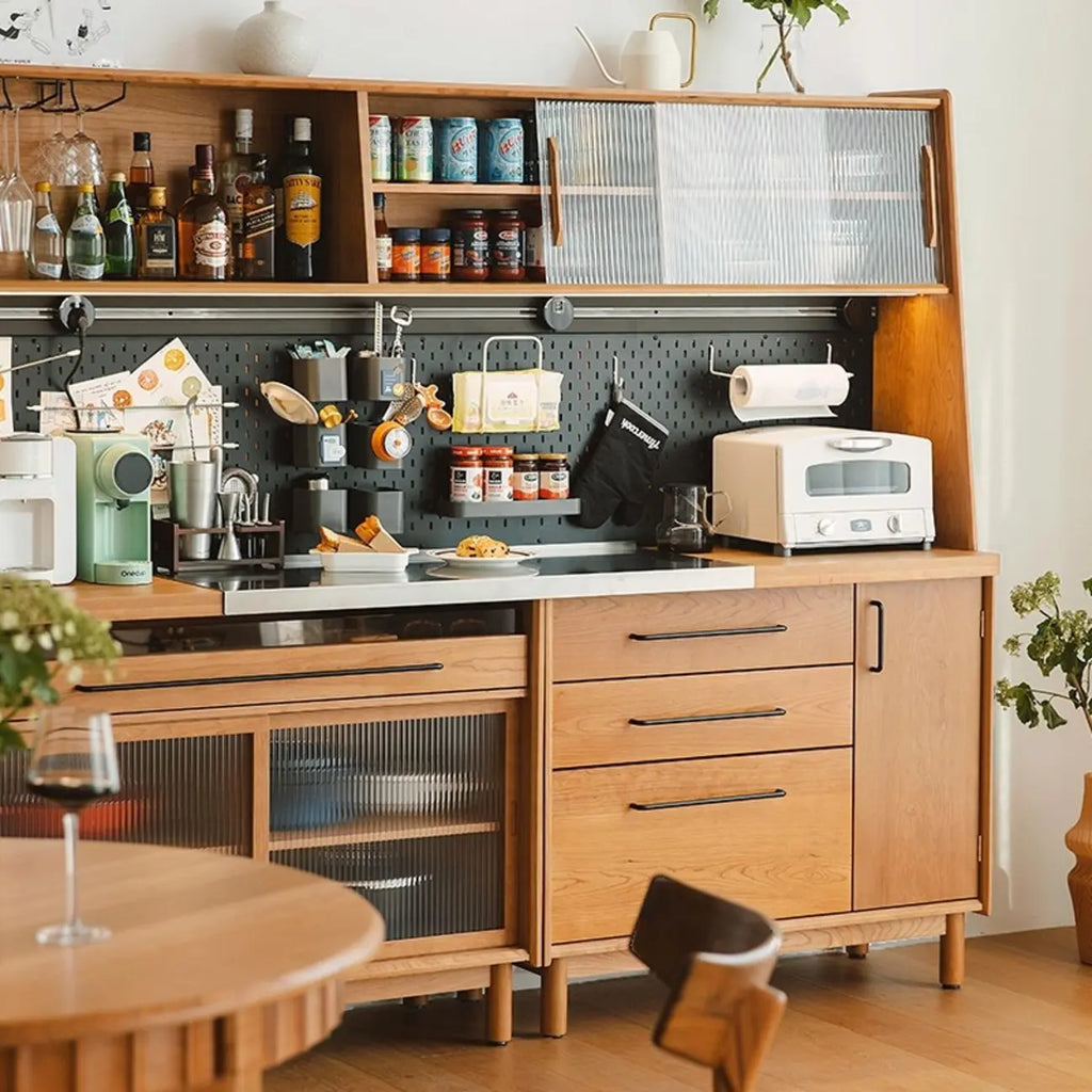 Modern Cherry Pine Kitchen Storage Cabinet